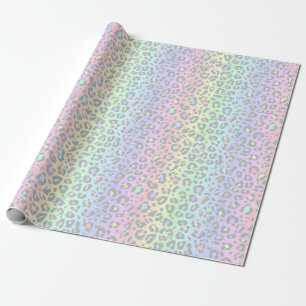 Papel De Presente Impressão do Pastel Rainbow Leopardo