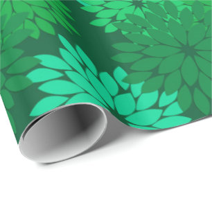 Papel De Presente Impressão do quimono, esmeralda e verde de jade
