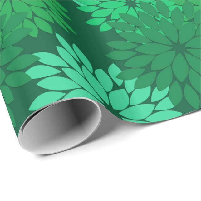 Papel De Presente Impressão do quimono, esmeralda e verde de jade (Ponta do rolo)