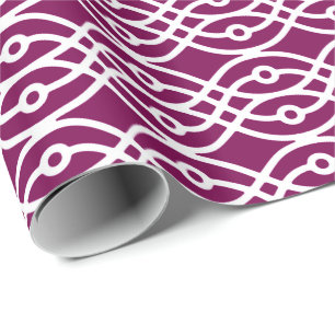 Papel De Presente Impressão do quimono, roxo da beringela e branco