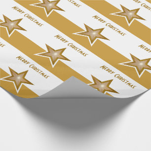 Papel De Presente impressão Dourado de Estrela Feliz de Natal - Ban