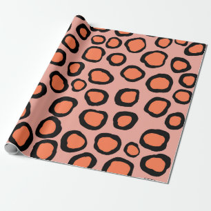 Papel De Presente Impressão em Animais de Queijo Preto Laranja