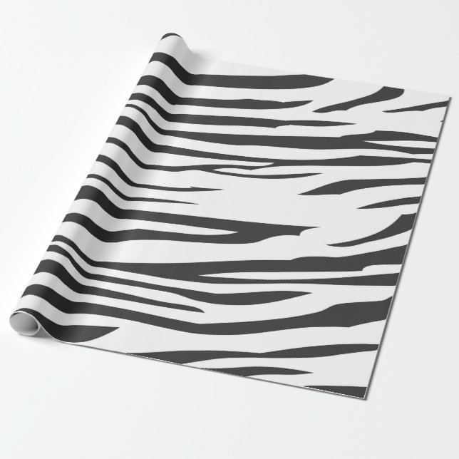 Papel De Presente Impressão em animais em faixas de zebra brancas e  (Desenrolado)