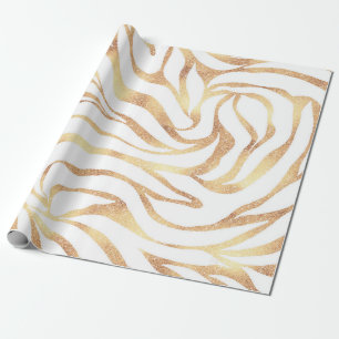 Papel De Presente Impressão em branco Elegante Dourada de Zebra