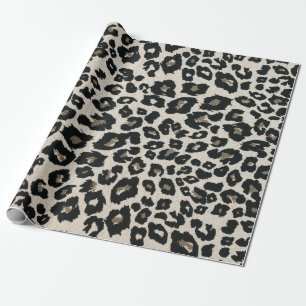 Papel De Presente Impressão em cinza de Leopardo Negro