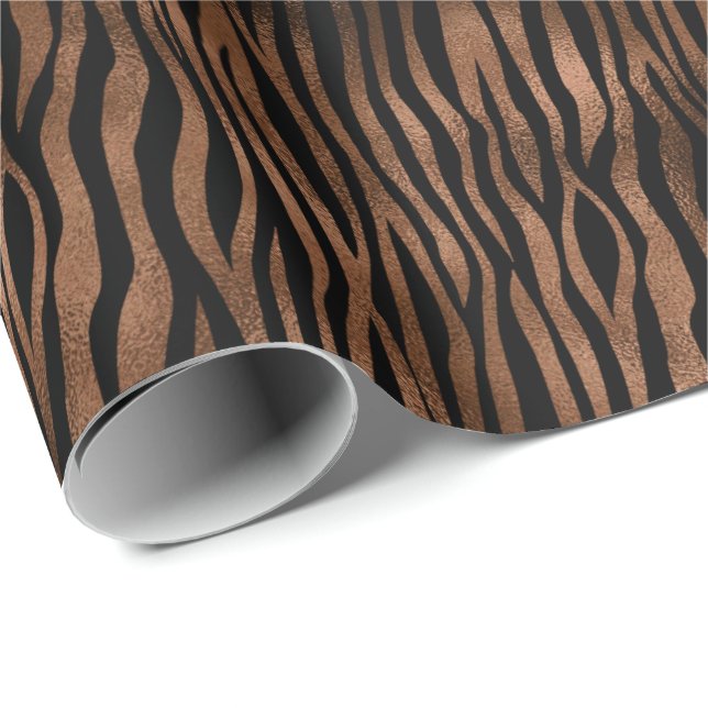 Papel De Presente Impressão em Zebra Negra Glam Brown (Ponta do rolo)