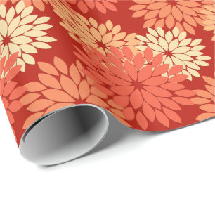 Papel De Presente Impressão floral moderno do quimono, tanjerina