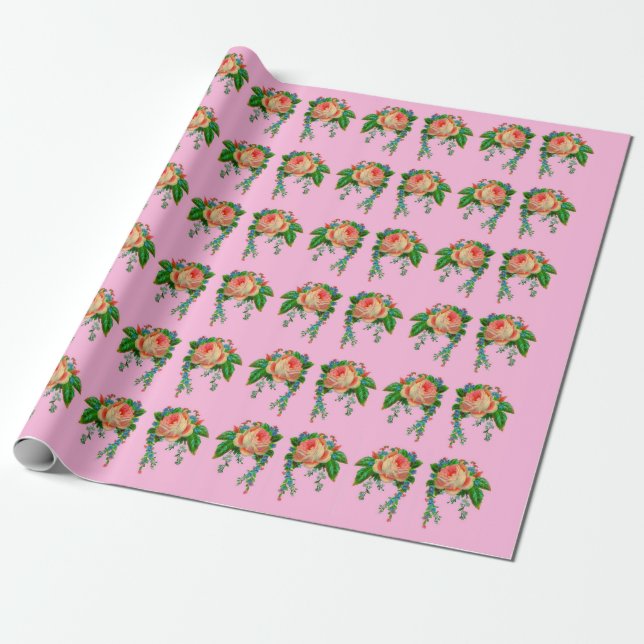 Papel De Presente Impressão floral vitoriano (Desenrolado)