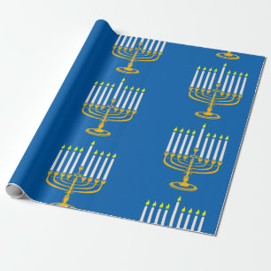 Papel De Presente impressão judeu menorah amarela hanukkah