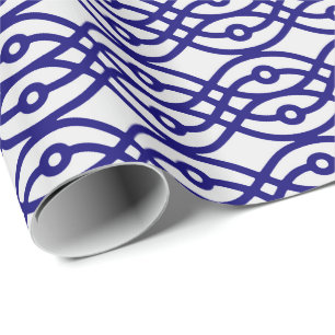 Papel De Presente Impressão Kimono, cinza prateada e azul marinho
