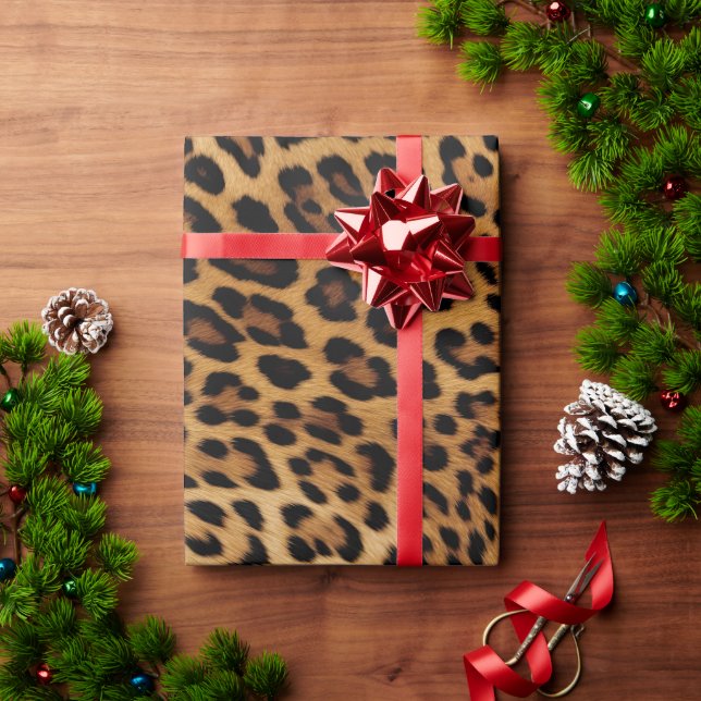 Papel De Presente Impressão Leopardo Chic Brown (Presente de Natal)
