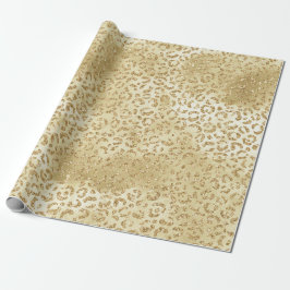 Papel De Presente Impressão Leopardo com Glitter Dourada