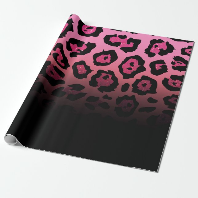 Papel De Presente Impressão Leopardo Cor-de-Rosa (Desenrolado)