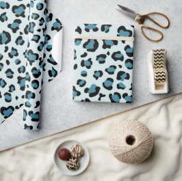 Papel De Presente Impressão Leopardo, Manchas Leopardo, Leopardo Azu