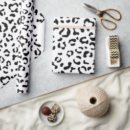 Papel De Presente Impressão Leopardo, Manchas Leopardo, Preto E Bran