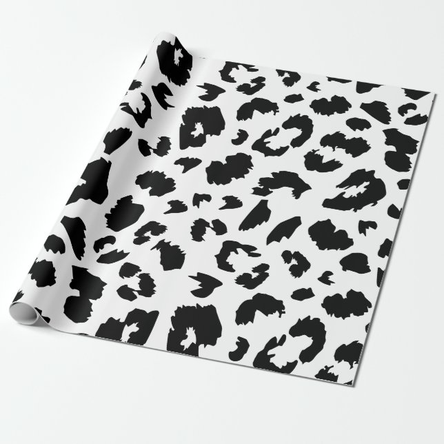 Papel De Presente Impressão Leopardo Preta e Branca (Desenrolado)