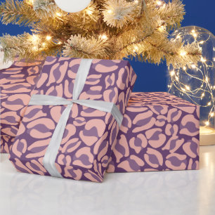 Papel De Presente Impressão Leopardo roxa