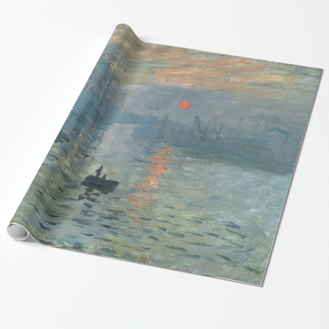 Papel De Presente Impressão Monet Sunrise Pintura Levante Solo (Desenrolado)