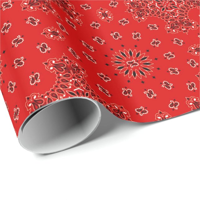 Papel De Presente Impressão ocidental vermelho do lenço do Bandana (Ponta do rolo)