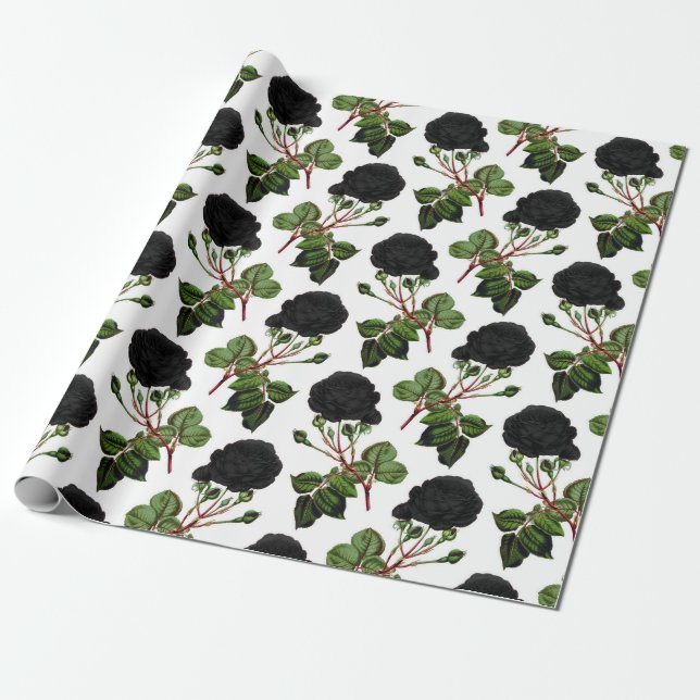 Papel De Presente Impressão Rosa Preta (Desenrolado)