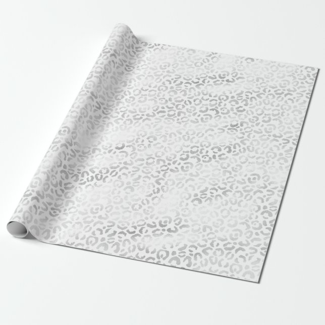Papel De Presente Impressão Silver Leopardo (Desenrolado)