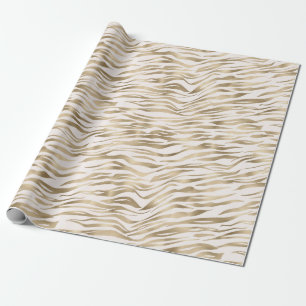 Papel De Presente Impressão Zebra Dourada