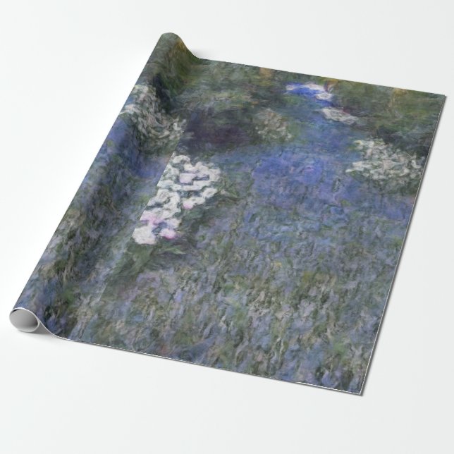 Papel De Presente Impressionista do Caminho da Floresta Azul (Desenrolado)