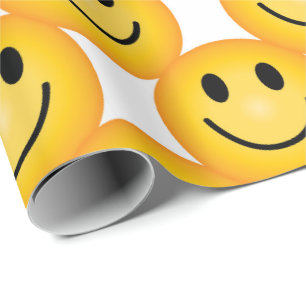 Papel de Presente Impresso Emoji Rosto Feliz Sorri