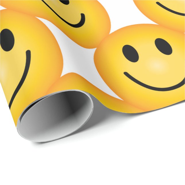 Papel de Presente Impresso Emoji Rosto Feliz Sorri (Ponta do rolo)