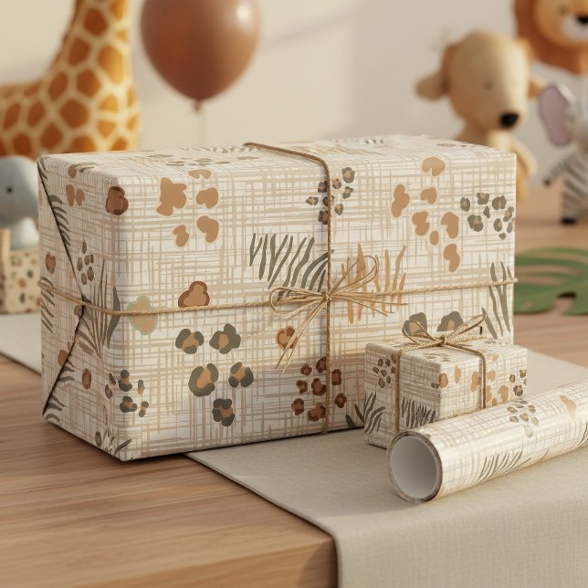 Papel De Presente Impressões de Animais Safari Boho Tecidas ID1274 (Criador carregado)