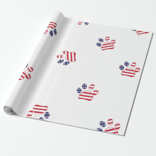 Papel De Presente Impressões de patas coloridas de azul vermelho