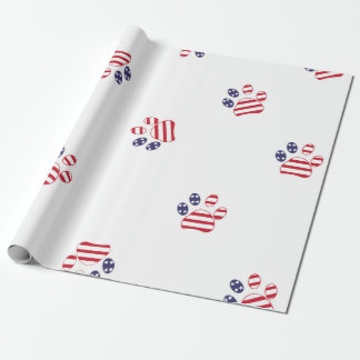Papel De Presente Impressões de patas coloridas de azul vermelho