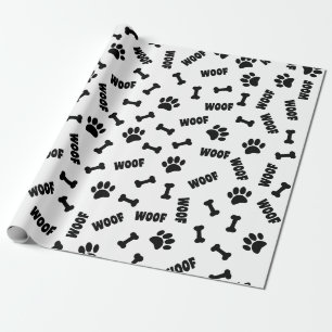 Papel De Presente Impressões de Patas de Cachorro Ossos e Latidos Pe