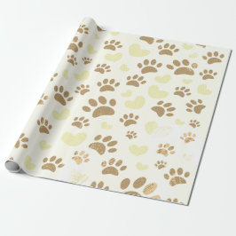 Papel De Presente Impressões E Corações De Cães Vintage Ssepia