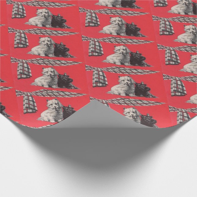Papel De Presente imprimível adorável de terriers escoceses (Ponta)