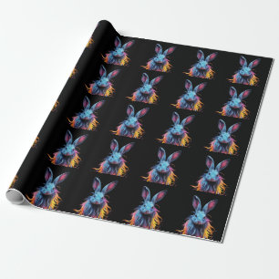 Papel De Presente Incrível Coelho Azul no Fogo