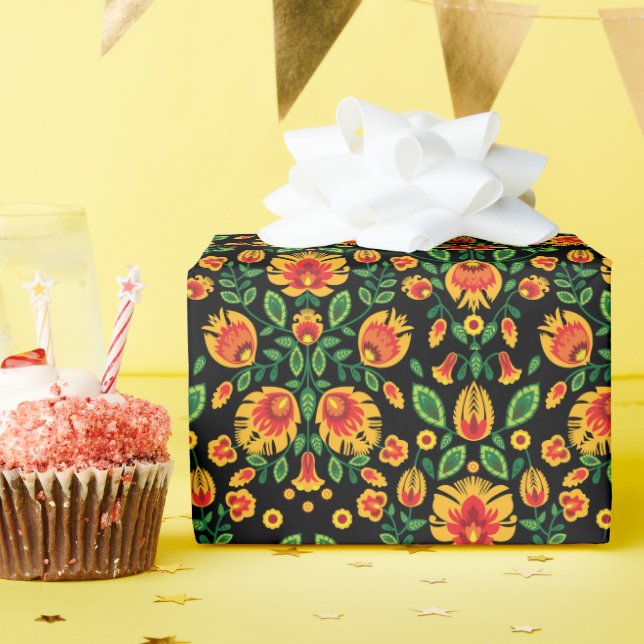 Papel De Presente 💛 🧡 ❤️ Incrível Folk Wycinanki (Festa de aniversário)