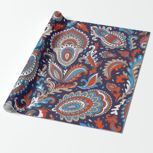 Papel De Presente Indian floral paisley medallion pattern. Ethnic Ma (Desenrolado)