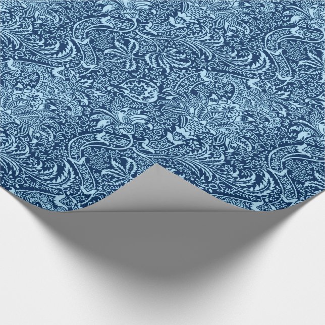 Papel De Presente Indiano de William Morris, índigo escuro e (Ponta)