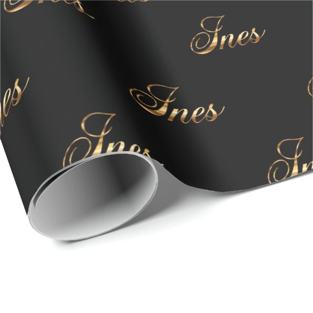 Papel De Presente Ines gold Design Lettering Geschenkpapier (Ponta do rolo)