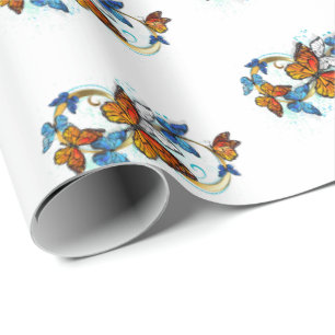 Papel De Presente Infinidade de Borboletas Monarca