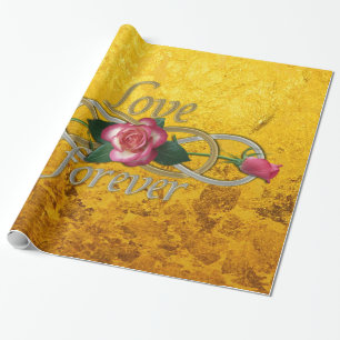 Papel De Presente Infinidade Dupla - Rosas Amar mais para sempre