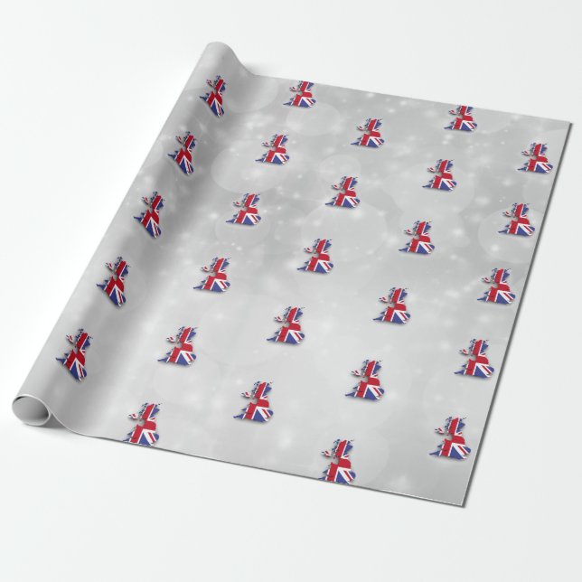 Papel De Presente Inglaterra Grã-Bretanha Britânico Mapa Bandeira (Desenrolado)
