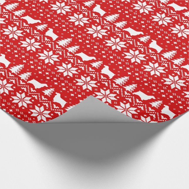 Papel De Presente Inglês Cocker Spaniel Silhouettes Natal Vermelho (Ponta)