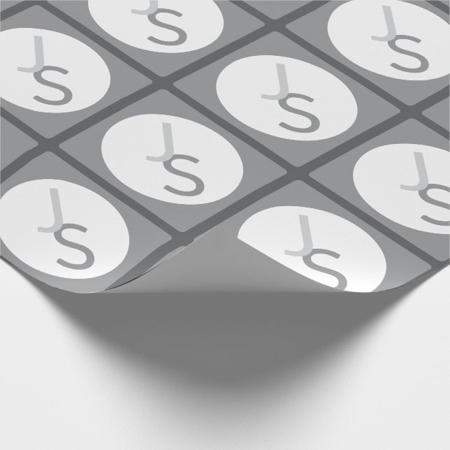 Papel De Presente Iniciais Monogramadas Sobrepostas Modernas | Cinza (Ponta)