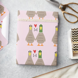 Papel De Presente Iniciais Personalizadas do Dia de os namorados Lov