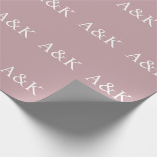 Papel De Presente Iniciais Personalizadas em Rosa Empoeirado Bege Ca