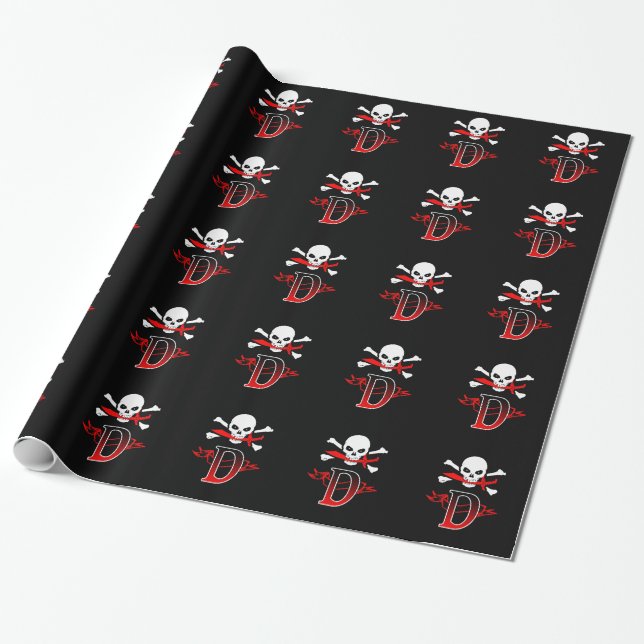 Papel De Presente Inicial alegre do monograma de Roger D (Desenrolado)