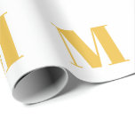 Papel De Presente Inicial de Monograma Dourado Branco Personalizado<br><div class="desc">Desenhado com modelo de texto para inicial monogramada que você pode personalizar! Você também pode alterar as cores conforme desejar.</div>