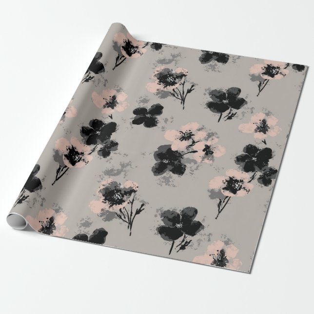 Papel De Presente  Ink Bloom Dark Wrapping Paper (Desenrolado)